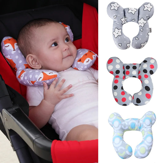 U-Shape Headrest Neck Support Pillow for Newborns & Toddlers, Travel Car Seat Cushion for Ages 0-3 Years