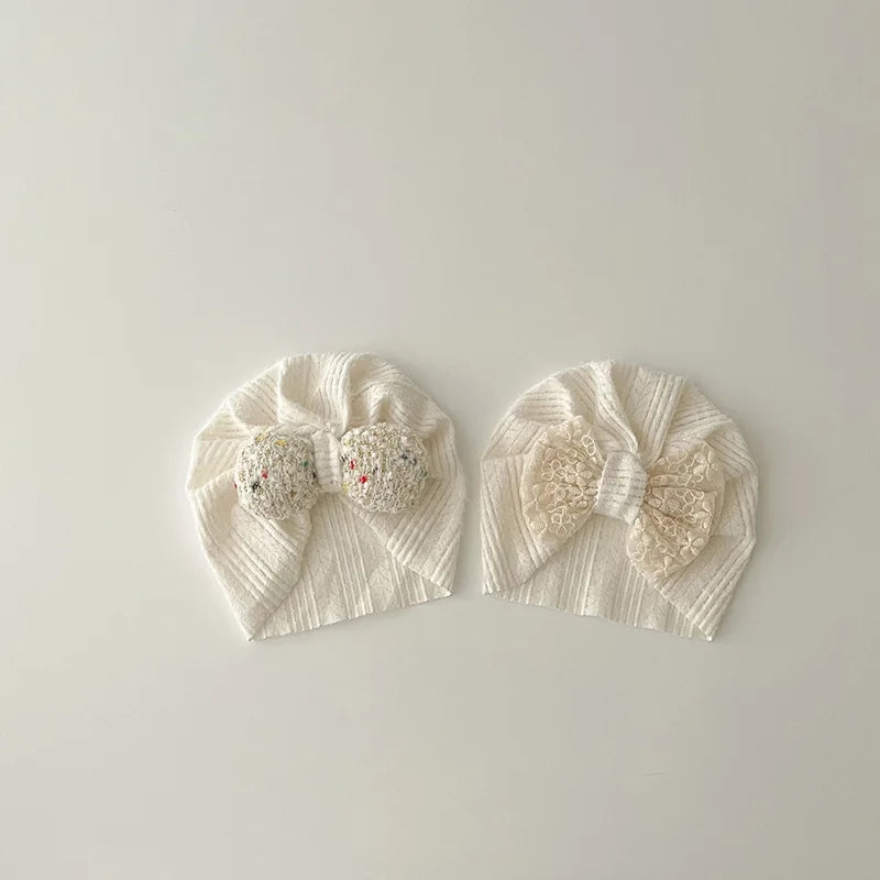 Adorable Beige Beanie Baby Hat for Autumn - Lace Cartoon Ear Toddler Accessories for Boys & Girls (0-12 Months)