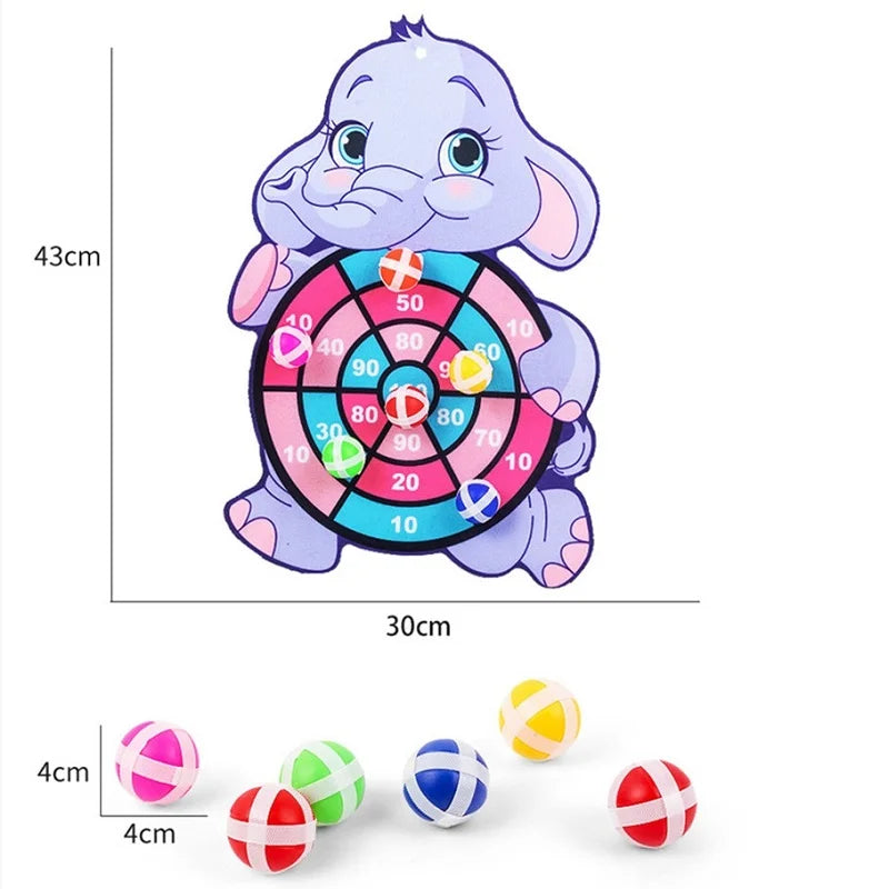 Animal Themed Sticky Ball Dart Board for Kids - Fun Outdoor Game for Ages 3-6