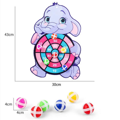 Animal Themed Sticky Ball Dart Board for Kids - Fun Outdoor Game for Ages 3-6