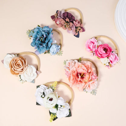 Vintage Floral Hairbands for Baby Girls - Handmade Cloth Headwear & Accessories for Special Occasions
