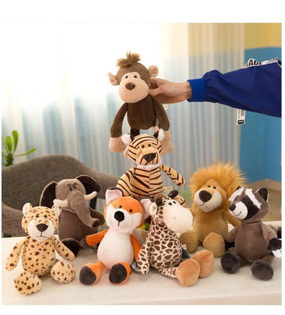 25CM Adorable Jungle Plush Dolls - Kawaii Lion, Elephant, and Monkey Stuffed Animal Toys for Kids and Babies