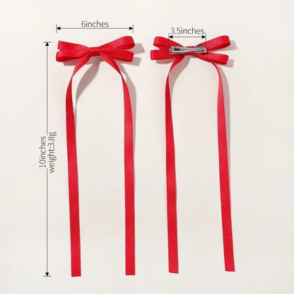 2PCS Adorable Long Tassel Bow Headbands for Girls - Cute Hair Accessories for Parties and Daily Wear