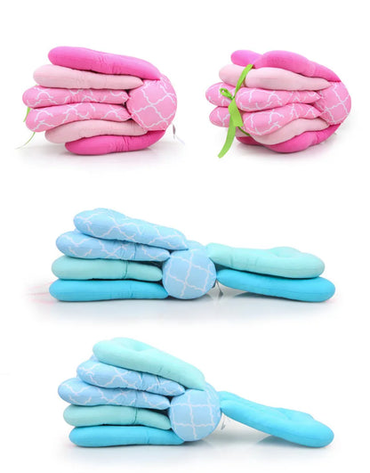 Adjustable Multi-Function Nursing Pillow for Babies - Washable Cotton Feeding Cushion in Pink/Grey/Blue