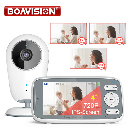 4-Inch HD Video Baby Monitor with 3X Digital Zoom, Two-Way Audio, Auto Night Vision, and Temperature Monitoring - Model VB615