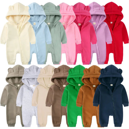 Winter Hooded Baby Jumpsuits and Rompers - Zipper One-Pieces for Boys and Girls (Newborn Size 59-90cm)