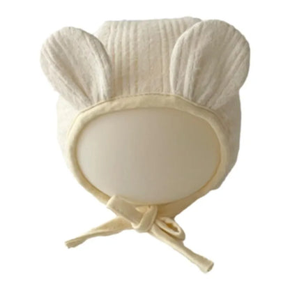 Adorable Beige Beanie Baby Hat for Autumn - Lace Cartoon Ear Toddler Accessories for Boys & Girls (0-12 Months)