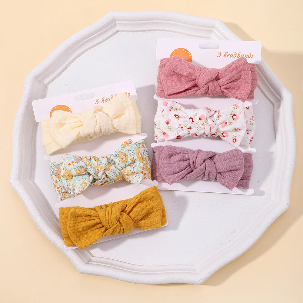 3-Pack Infant Headbands with Adorable Bow Knots for Girls - Stylish Hair Accessories for Babies and Toddlers