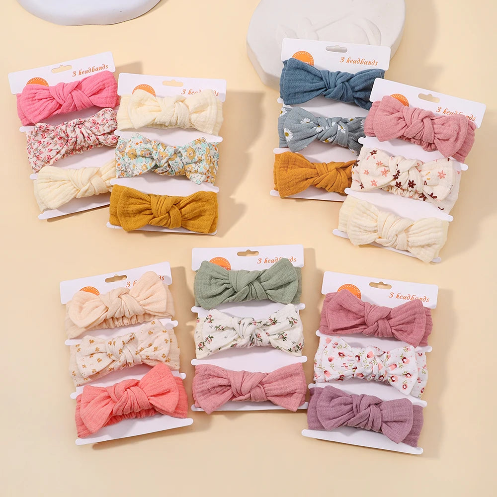 3-Pack Infant Headbands with Adorable Bow Knots for Girls - Stylish Hair Accessories for Babies and Toddlers