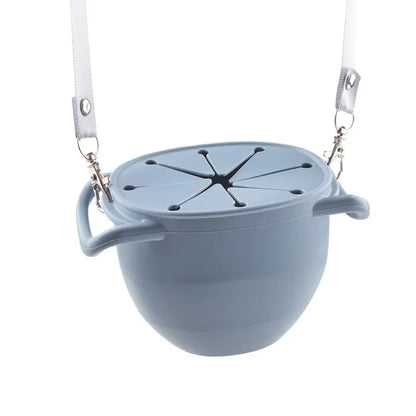Portable Baby Silicone Snack Storage Cup with Strap - Foldable Food Container for Toddlers