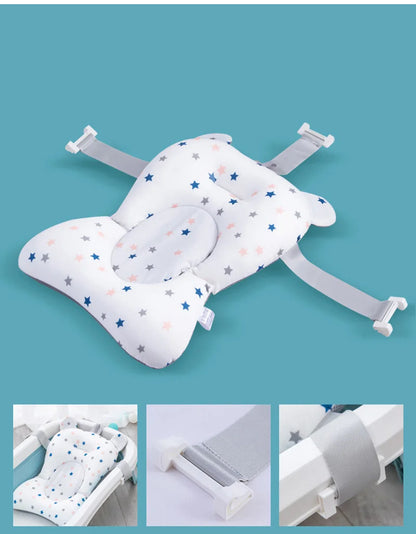 Star Crown Printed Non-Slip Baby Bath Tub Mat for Infants - Soft Polyester Support Pad for Newborns and Toddlers