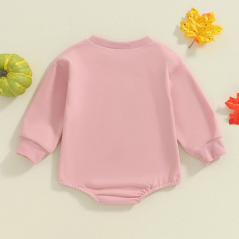 Adorable Baby Girl Halloween Rompers with Fuzzy Ghost Embroidery - Long Sleeve Jumpsuits for Newborns (0-18 Months)