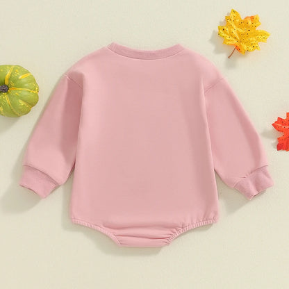 Adorable Baby Girl Halloween Rompers with Fuzzy Ghost Embroidery - Long Sleeve Jumpsuits for Newborns (0-18 Months)