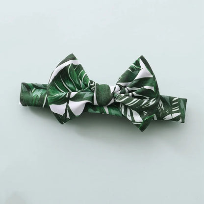 3-Piece Banana Leaf Print Swimwear Set for Girls Aged 1-4 Years - Trendy Summer Outfit
